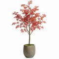 Arbre artificiel érable 180 cm feuillage textile rouge en pot décoratif intérieur