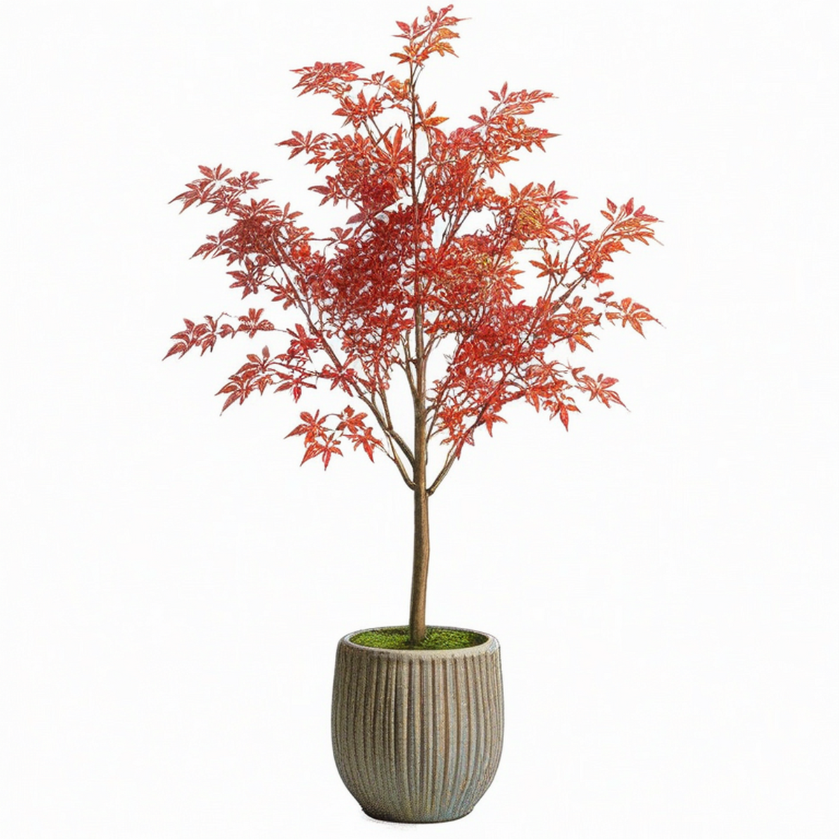 Arbre artificiel érable 180 cm feuillage textile rouge en pot décoratif intérieur