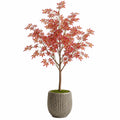 Arbre artificiel érable 180 cm feuillage textile rouge en pot décoratif intérieur