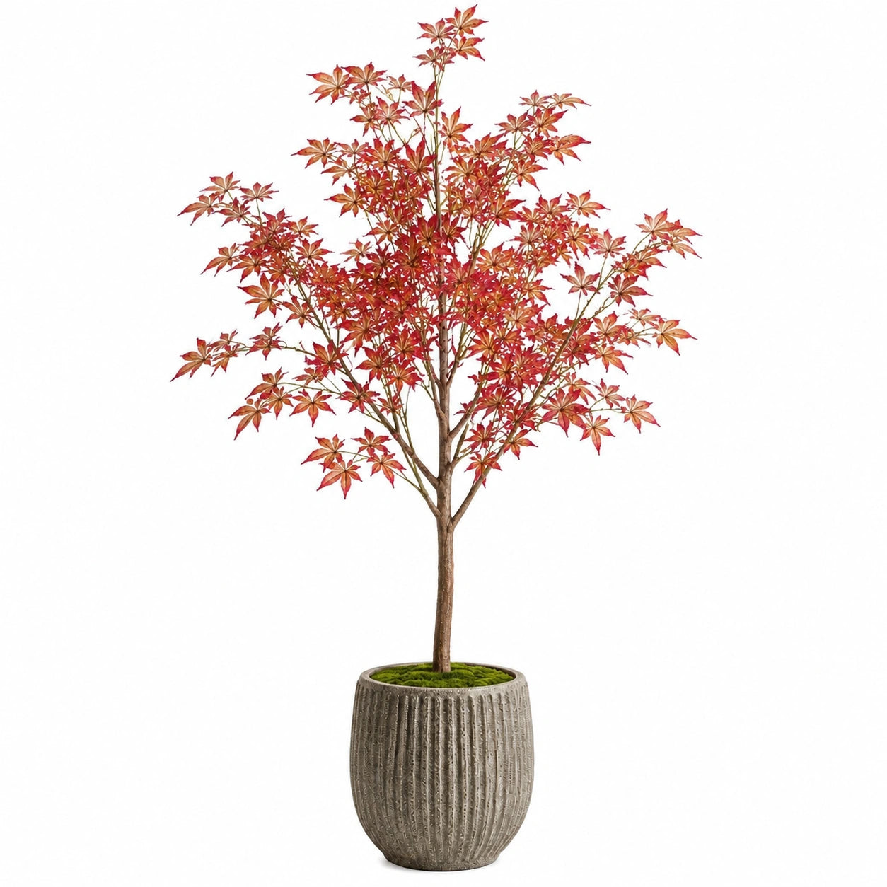 Arbre artificiel érable 180 cm feuillage textile rouge en pot décoratif intérieur