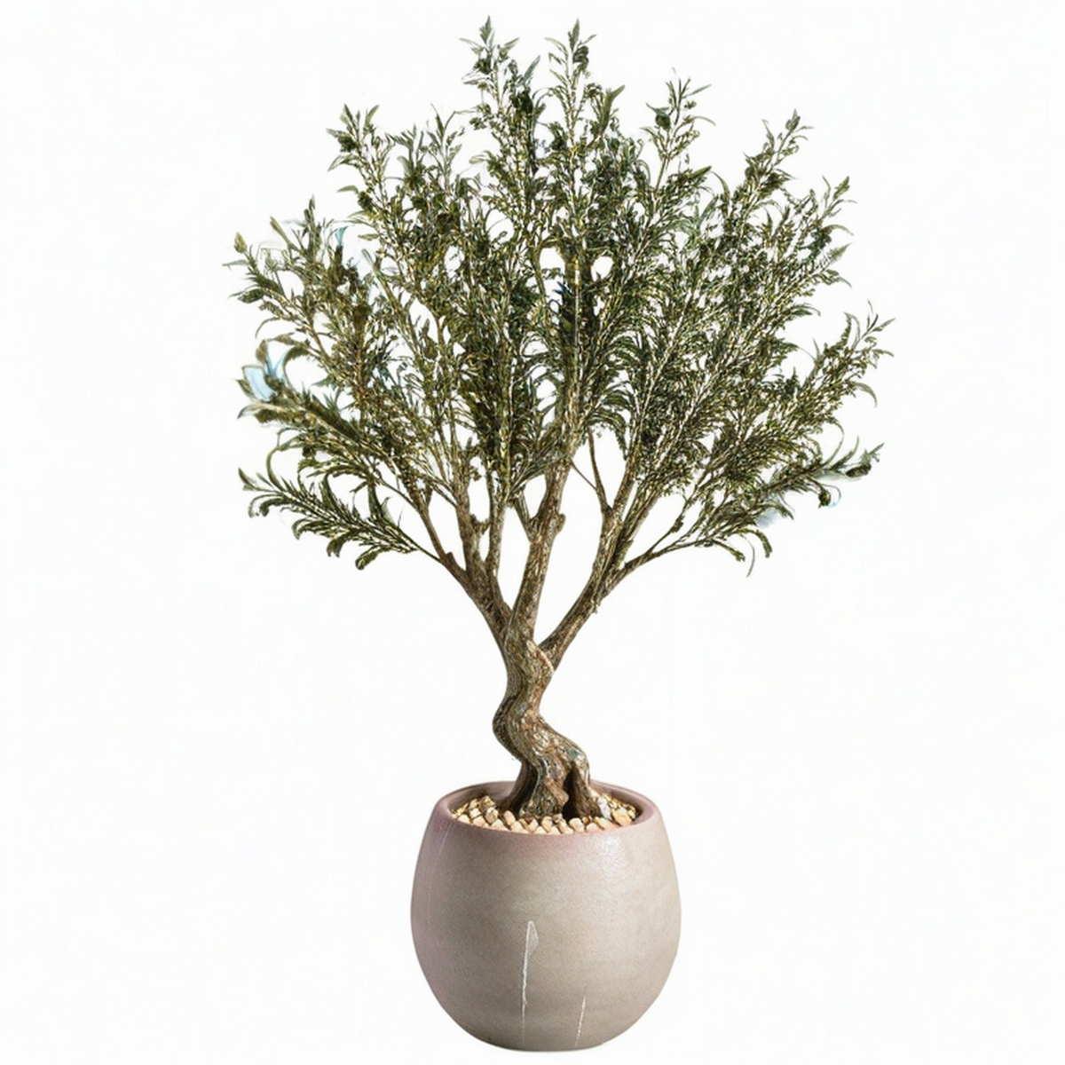 Arbre artificiel olivier 180 cm en plastique vert noir avec pot décoratif intérieur réaliste