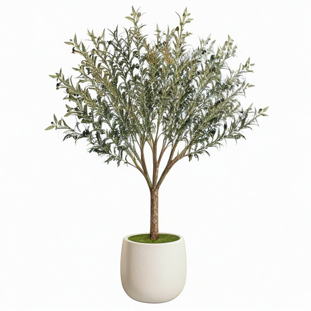 Arbre artificiel 180 cm feuillage synthétique vert olivier décoratif en pot