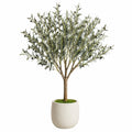 Arbre artificiel 180 cm feuillage synthétique vert olivier décoratif en pot