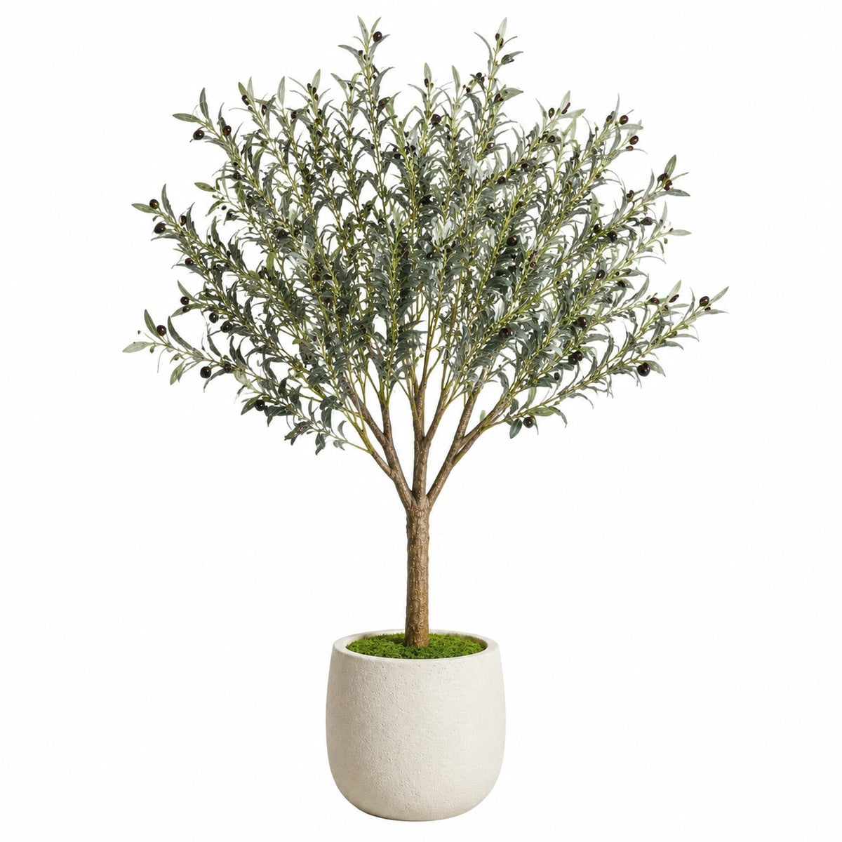 Arbre artificiel 180 cm feuillage synthétique vert olivier décoratif en pot