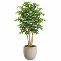 Plante artificielle ficus 180 cm vert avec pot en ciment pour intérieur
