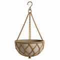 Pot de fleurs suspendu 30 cm en béton beige avec corde tressée pour plantes