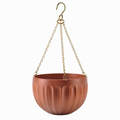 Pot de fleurs suspendu Ø 20 cm en céramique terracotta avec chaînes métalliques pour intérieur