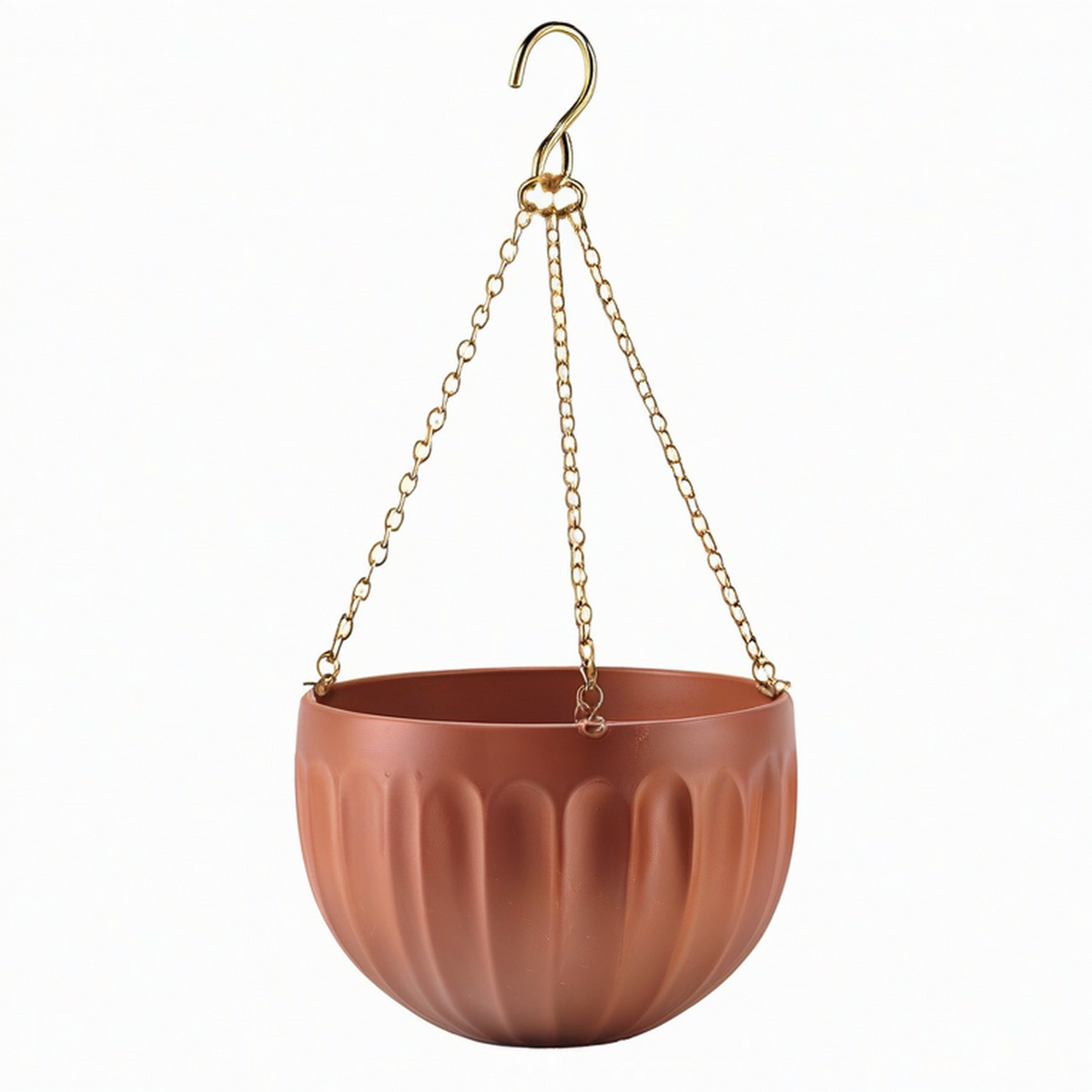 Pot de fleurs suspendu Ø 20 cm en céramique terracotta avec chaînes métalliques pour intérieur