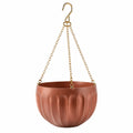 Pot de fleurs suspendu Ø 20 cm en céramique terracotta avec chaînes métalliques pour intérieur