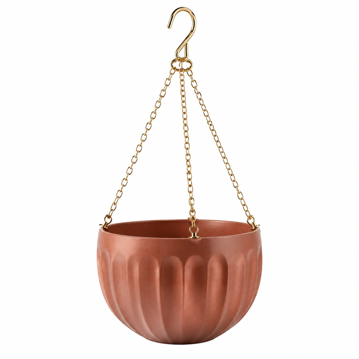 Pot de fleurs suspendu Ø 20 cm en céramique terracotta avec chaînes métalliques pour intérieur