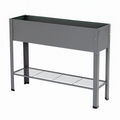 Jardinière surélevée 100 x 40 x 80 cm en acier gris anthracite avec étagère pour jardin
