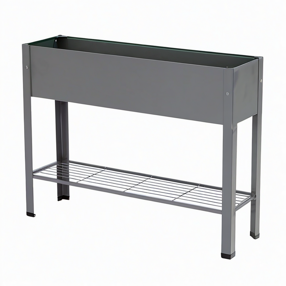 Jardinière surélevée 100 x 40 x 80 cm en acier gris anthracite avec étagère pour jardin