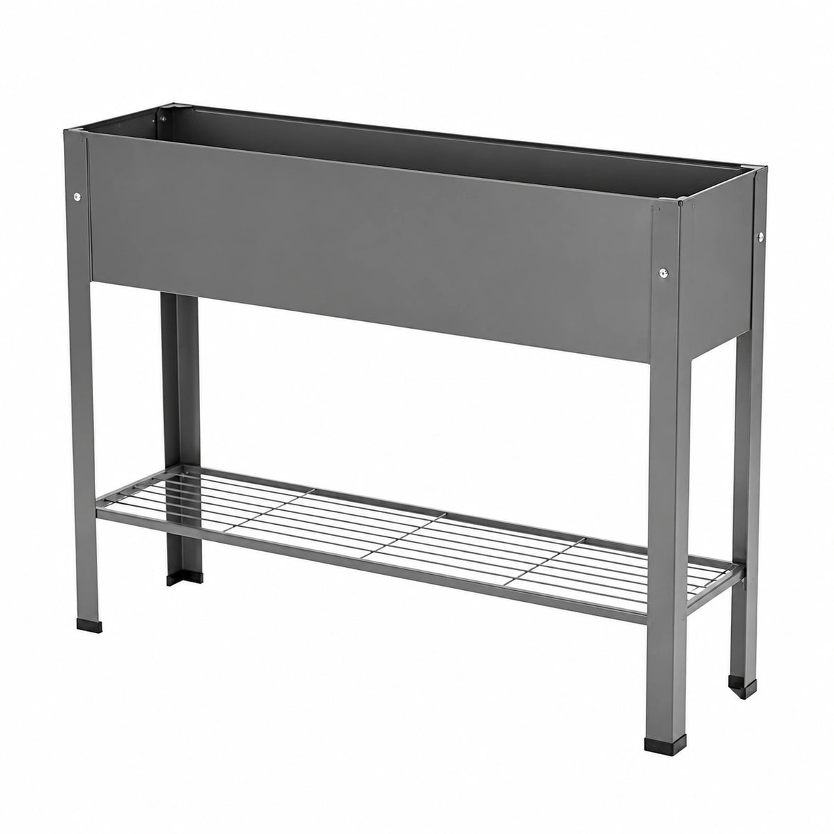 Jardinière surélevée 100 x 40 x 80 cm en acier gris anthracite avec étagère pour jardin