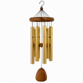 Carillon à vent 85 cm en métal et bois doré marron à suspendre décoratif