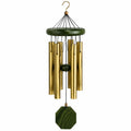 Carillon éolien 80 cm en métal doré et bois vert pour décoration suspendue