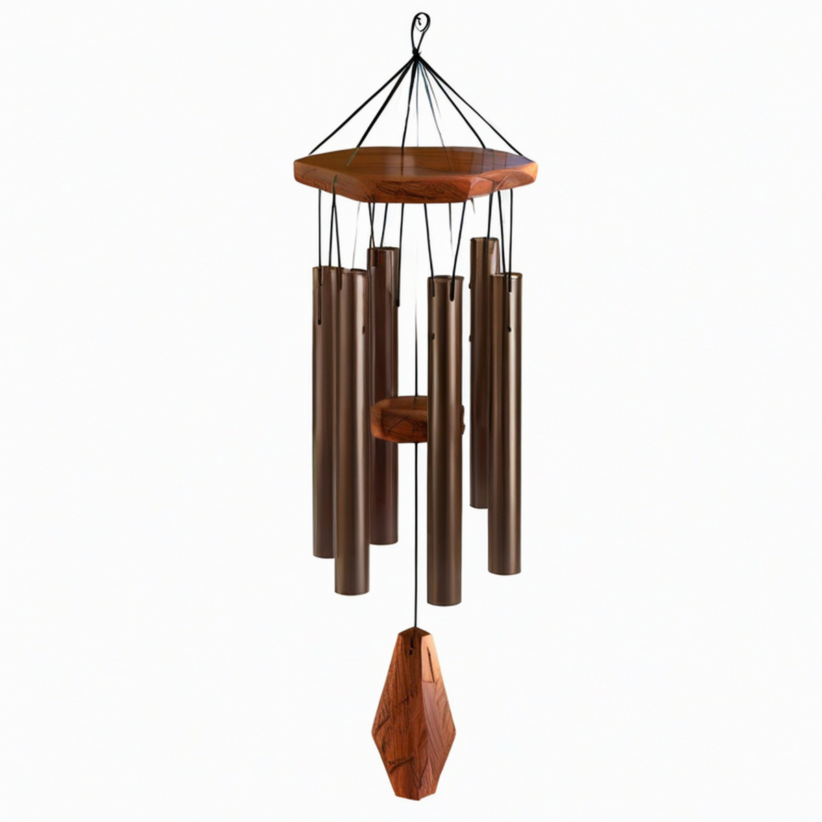 Carillon éolien 90 cm en bois et métal bronze pour décoration intérieure et extérieure