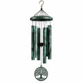 Carillon éolien 85 cm en métal vert patiné à suspendre avec motif arbre