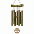 Carillon éolien 85 cm en bambou vert et bois pour jardin style naturel