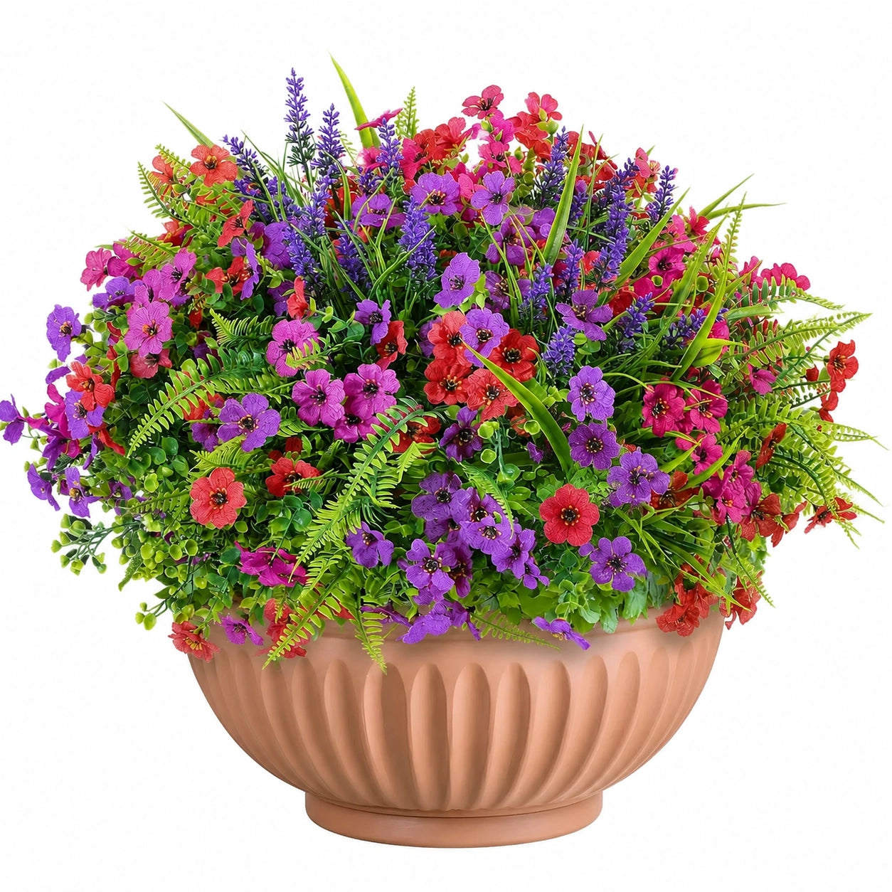 Plante artificielle en pot 55 cm fleurs multicolores feuillage vert décorative