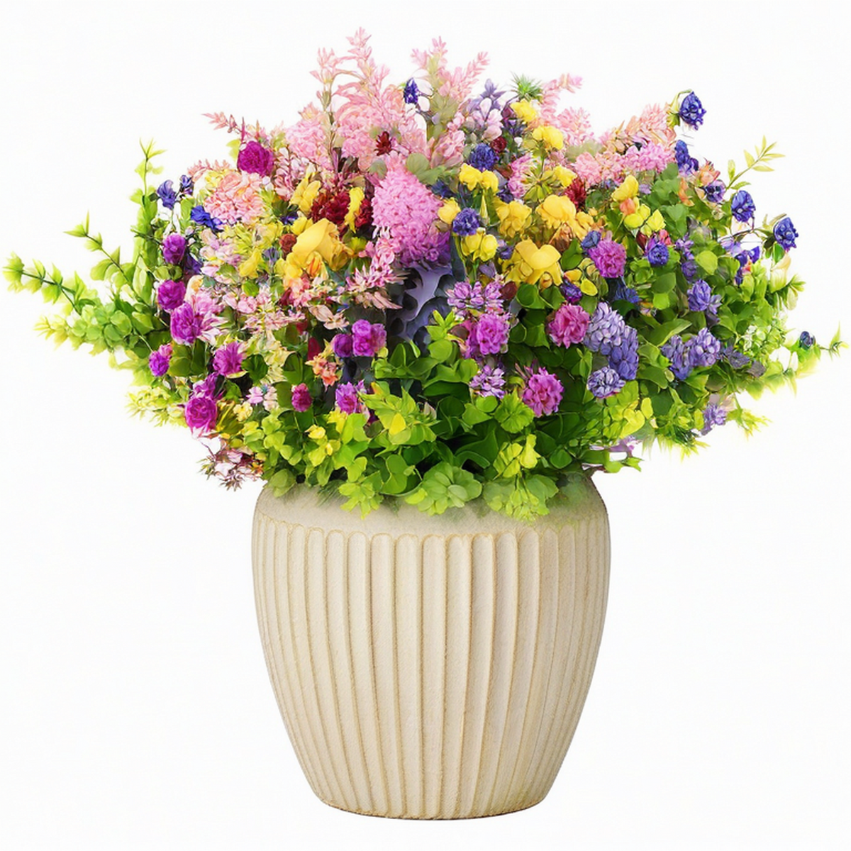 Plante artificielle en pot 55 cm fleurs multicolores en plastique décoration intérieure