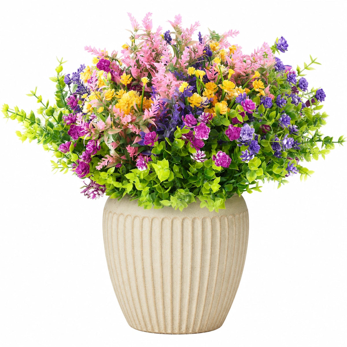 Plante artificielle en pot 55 cm fleurs multicolores en plastique décoration intérieure