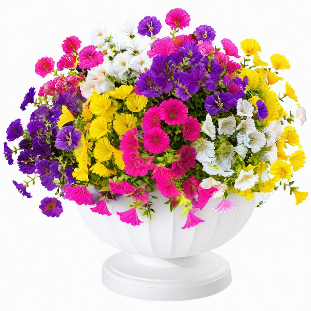 Plante fleurie artificielle en pot 45 cm multicolore en textile pour décoration intérieure