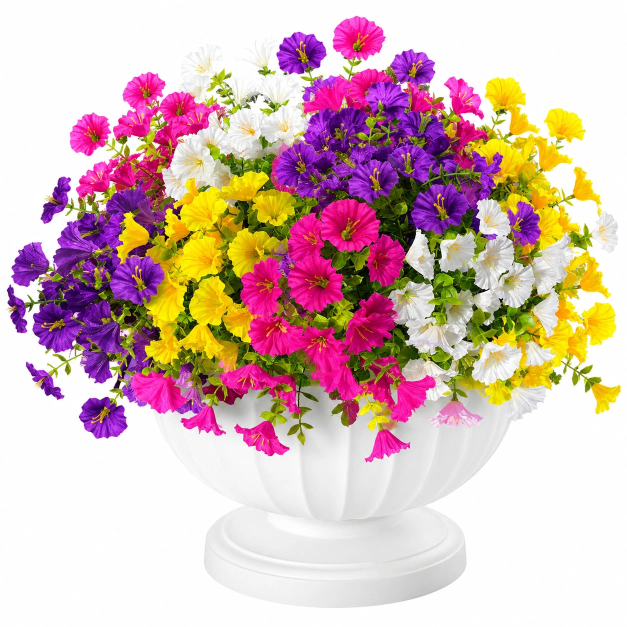 Plante fleurie artificielle en pot 45 cm multicolore en textile pour décoration intérieure