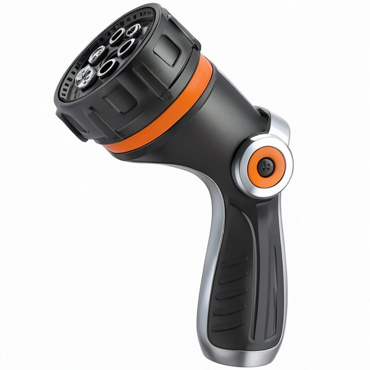 Pistolet d'arrosage 20 cm en plastique noir et orange à jets réglables