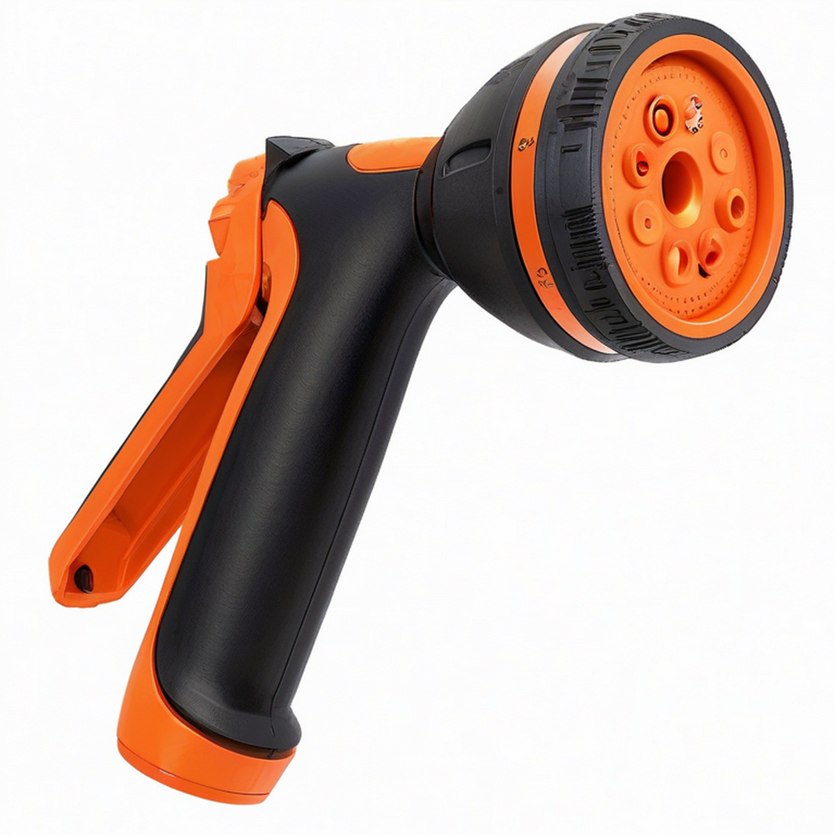 Pistolet d'arrosage 20 x 14 cm en plastique noir et orange à 8 jets réglables