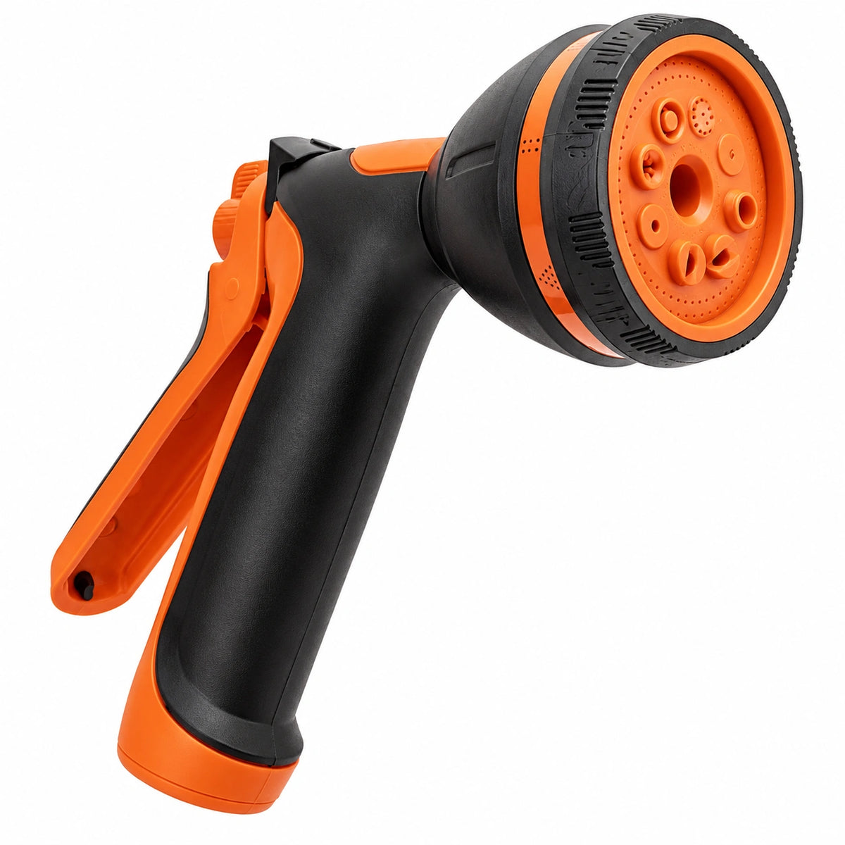 Pistolet d'arrosage 20 x 14 cm en plastique noir et orange à 8 jets réglables