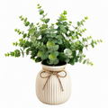 Plante artificielle en pot 55 cm feuillage d'eucalyptus vert vase en céramique décoratif