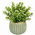 Plante artificielle en pot 38 cm feuillage vert et blanc en plastique décoratif